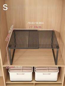 1pc Expandable Wardrobe Organizer, Adjustable & Extendable, Multi-Tier Storage Shelves, Pull-Out Shoe Rack, Bookshelf, Kitchen/Bathroom Storage, Space Saving, Available In 2 Sizes, Suitable For Closet, Dorm, Home, Teacher Gift, Women's Storage, Travel & Holiday, Fall/Halloween Decor - Multicolor - View 1