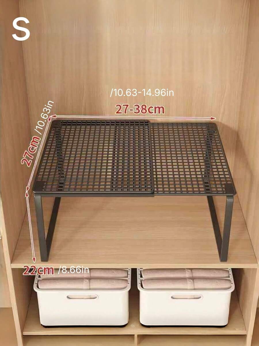 1pc Expandable Wardrobe Organizer, Adjustable & Extendable, Multi-Tier Storage Shelves, Pull-Out Shoe Rack, Bookshelf, Kitchen/Bathroom Storage, Space Saving, Available In 2 Sizes, Suitable For Closet, Dorm, Home, Teacher Gift, Women's Storage, Travel & Holiday, Fall/Halloween Decor - Multicolor - View 1