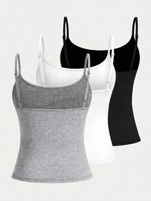 Girlism Tween Girl 3 Pieces Set: Knit Minimalist Casual Fitted Camisole - Multicolor - View 2