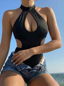 SHEIN SXY 性感黑色镂空夜店连体衣 - 黑色 - 查看 7