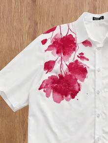 StoneGrade Áo sơ mi nam tay ngắn in họa tiết toàn thân theo phong cách đường phố - trắng - Xem 3