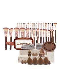 Bộ dụng cụ trang điểm 53 món, bao gồm cọ tán phấn mắt, cọ kẻ lông mày, cọ nền, cọ phấn phủ, cọ má hồng, cọ che khuyết điểm và cọ bắt sáng. Được làm từ lông tổng hợp siêu mềm chất lượng cao, phù hợp cho việc trang điểm mặt hàng ngày. - Nhiều màu - Xem 3