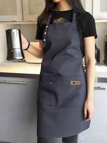 1 chiếc tạp dề polyester màu xám chống thấm nước và dầu mỡ có túi, thích hợp cho cả nam và nữ, dùng trong nhà bếp, nhà hàng, làm thủ công, làm vườn, nướng BBQ, quán cà phê, đa năng, dùng để dọn dẹp. - Xám - Xem 6