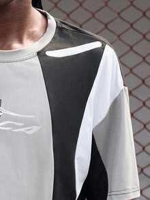 EVRINFINITE Manfinity Streetrush Herren Rundhals Kurzarm Stilvolles Farbblock Design Lässig T-Shirt Weltmeisterschaft Fußball 2026, Paar Matching Outfit Urlaub. - Verschiedenfarbig - Übersicht 6