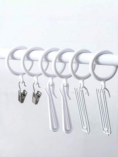 Madebyblanc 16pcs Curtain Rings With Eyelets, Shower Curtain Hooks, Round Shaped Curtain Hanging Rings, Small S-Shaped Curtain Hooks, Classic White Universal Hangers For Lightweight Curtains, Shower Curtains & Electric Curtains, Durable Decorative Rings For Home, Hotel, Restaurant, Conference Room, Bedroom And Living Room, Perfect For Windows, Doors And Bathroom Shower Curtains, Ideal Gift For Easter, Housewarming, Mother's Day, Birthday For Family, Friends, Neighbors And Colleagues. Home&Living.