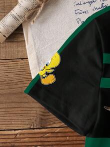 LOONEY TUNES X SHEIN 男童卡通图案短袖休闲T恤 - 白色 - 查看 3