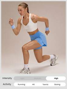 GLOWMODE 4'' VitalSwift Quick-Dry Multi-Pocket High-Rise Waist Adjustable Drawstring Waist Running Shorts With Built-In Anti-Odor Underwear Workout Running Training - Blue - View 7