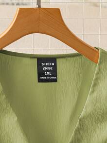 GlowEve CURVE 女士甜美法式短袖V领荷叶边下摆系带无袖上衣，春夏款 - 綠色 - 查看 7