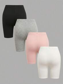 SHEIN Girlism Paquete múltiple de pantalones cortos/shorts de ciclista informales para niñas preadolescentes, adecuados para el verano casual, el campus, los deportes, el picnic al aire libre, la fotografía callejera, el Día de la Madre, la graduación, apropiados para el uso diario, salidas, vacaciones y días festivos, para chicas con estilo, ropa casual, nuevo estilo, regreso a clases - Multicolor - Ver 5