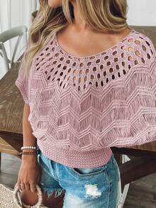 EMERY ROSE New European And American Style Casual Slim Fit Knitted Pullover Sweater, Fashion Knit Top - Pink - View 6