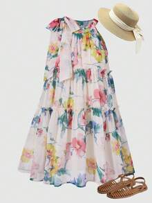 SHEIN Đầm thời trang in họa tiết bằng vải chiffon cho bé gái - Nhiều màu - Xem 7