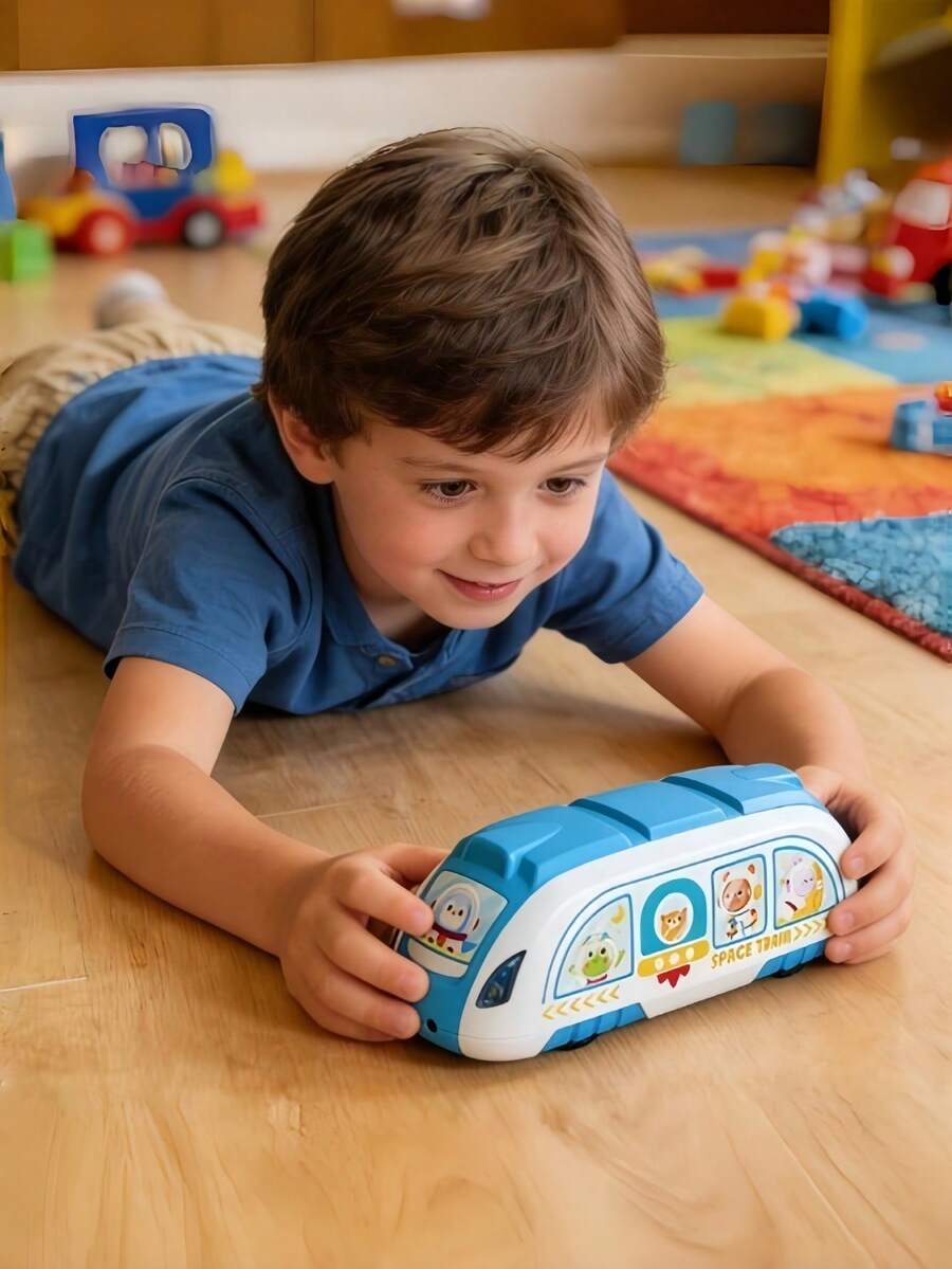 MINKOJA 1辆卡通玩具车，双向电动高速轨道，仿真火车模型，惯性玩具，益智玩具 - 彩色 - 查看 1