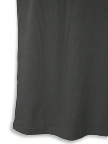 Manfinity Dauomo Men's Solid Color Ribbed Slim Fit Casual Baggy Tank Top Gym Dark Grey Summer Gym - Grey - View 4
