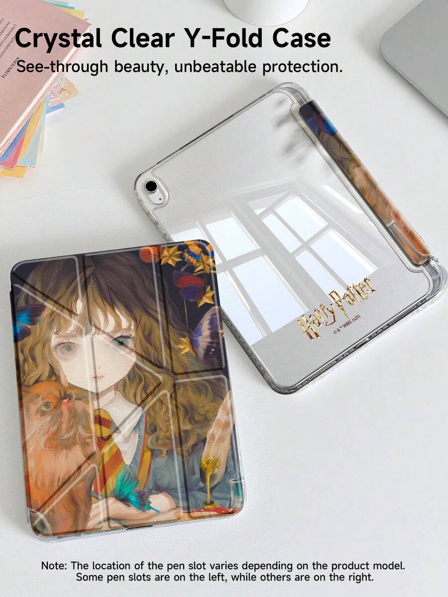 HARRY POTTER X SHEIN 动漫少女平板电脑保护套，兼容 iPad Pro 11/iPad Pro 10/iPad Pro 9/iPad Air 5/iPad Air 7 13 英寸/iPad Air 6 11 英寸，兼容三星 Galaxy Tab A9 Plus，高端质感，支持 3+Y 折叠，具备自动唤醒/睡眠功能，内置笔槽，防震保护套 - 彩色 - 查看 1