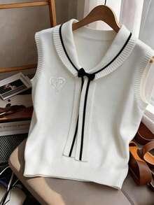 GlowEve Áo tank top không tay thắt nơ thanh lịch dành cho nữ, thích hợp mùa xuân/hè. - trắng - Xem 1