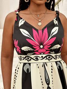 EMERY ROSE Vestido casual de tirantes con estampado floral para mujer de talla grande - Multicolor - Ver 5
