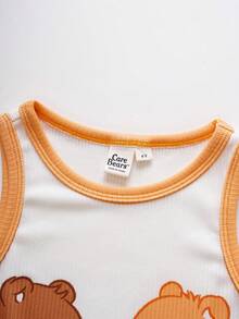 SHEIN X Care Bears Camiseta de tirantes con estampado de dibujos animados linda para niña, casual para uso diario, verano - Naranja - Ver 4