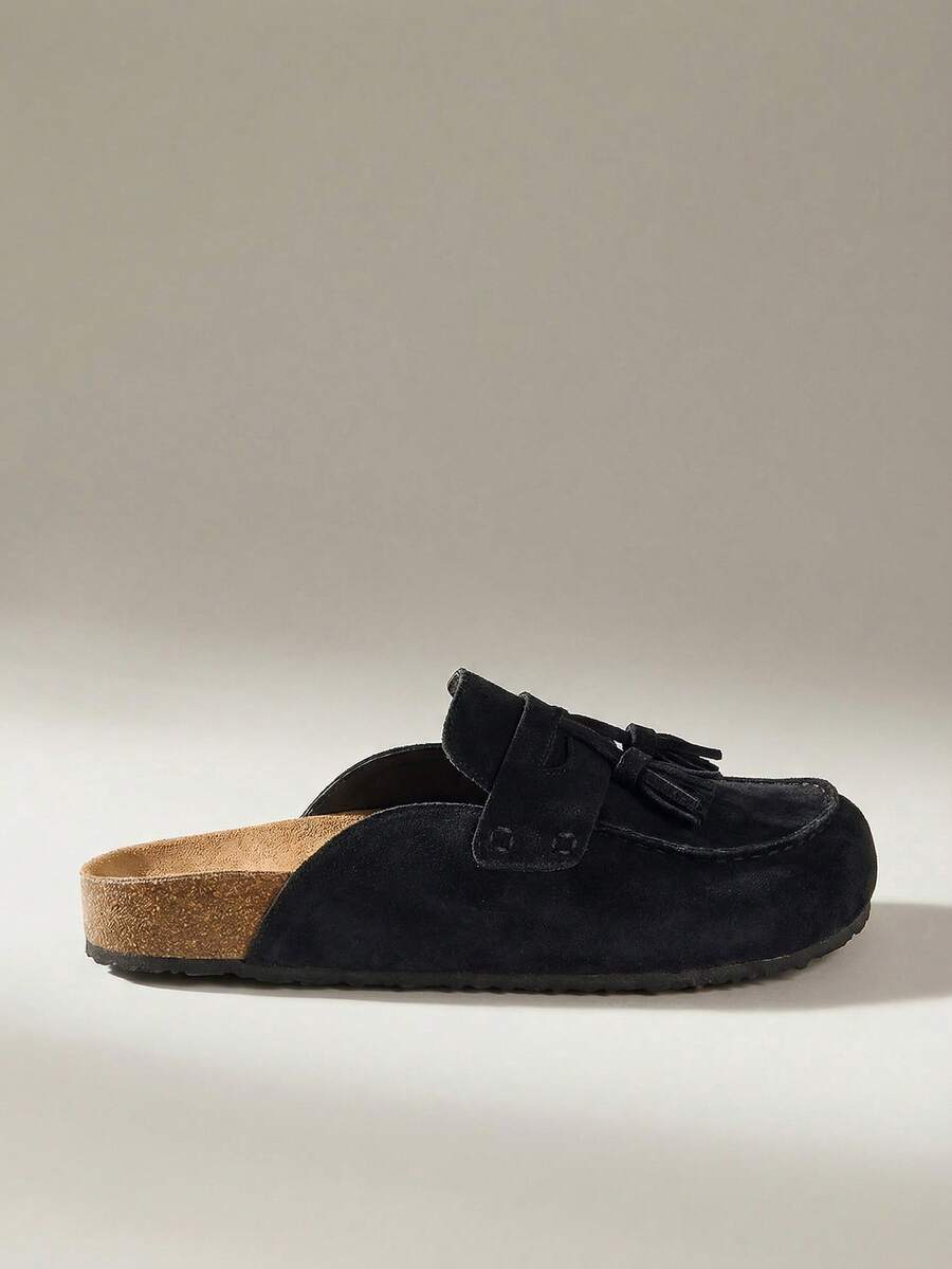 Solecia Women's Casual Slip-On Mules With Tassel Design - Normal black - View 1