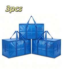 SHEIN 1pc/3pcs Waterproof Clothing And Quilt Organizer Bag Moving Bag Large Capacity Zipper Bag Coated Woven Storage - Multicolor - View 8