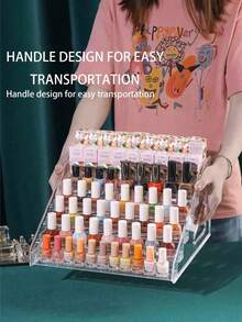 Bộ 1 giá trưng bày sơn móng tay acrylic, hộp đựng dụng cụ làm móng, giá trưng bày sơn móng tay trong suốt, hộp đựng phấn mắt, son môi và mỹ phẩm, giá đỡ hình thang, dung tích cực lớn. - Trong sáng - Xem 5