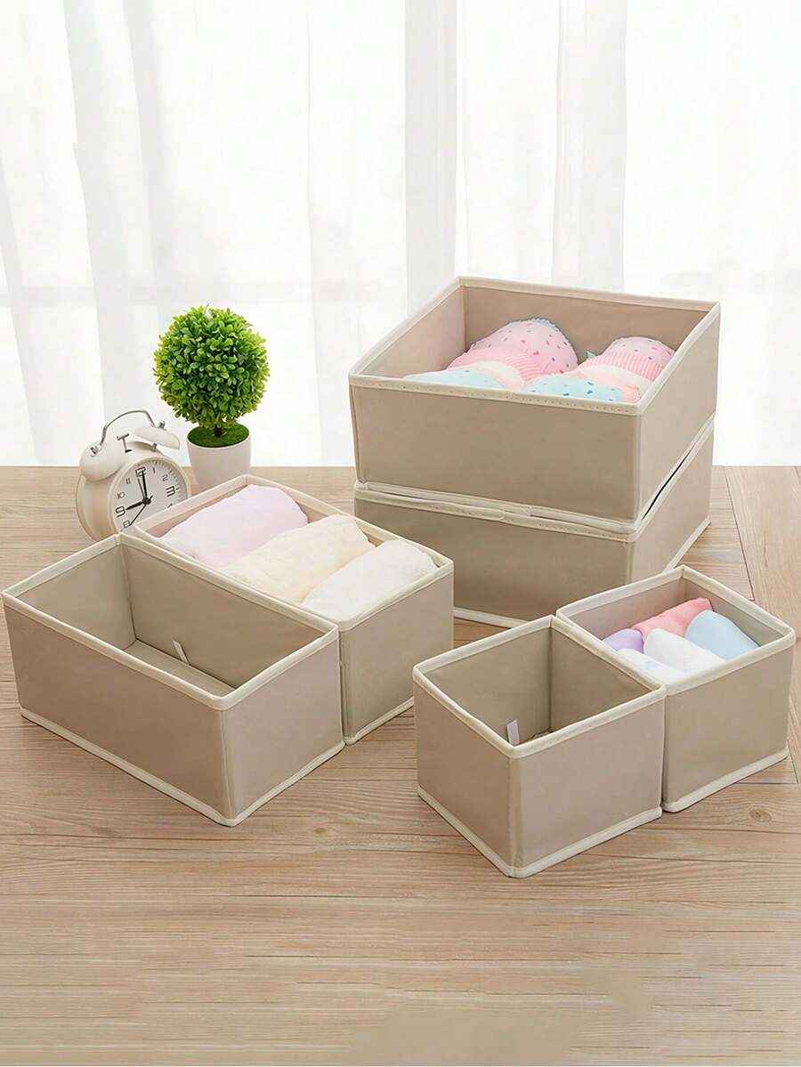 Hộp đựng đồ bằng vải gấp gọn kiểu ngăn kéo, túi treo đựng đồ trong tủ quần áo, hộp đựng đồ đa năng có vách ngăn, phụ kiện quần áo, sắp xếp phòng ngủ, trang trí nhà cửa, giải pháp lưu trữ. - Màu be - Xem 1