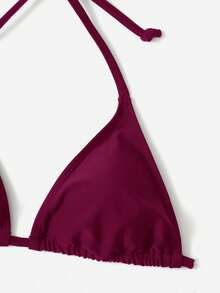 Swim Vcay Solid Color Halter Knotted Bikini Swimwear, Suitable For Summer Beach - Red Violet - View 5
