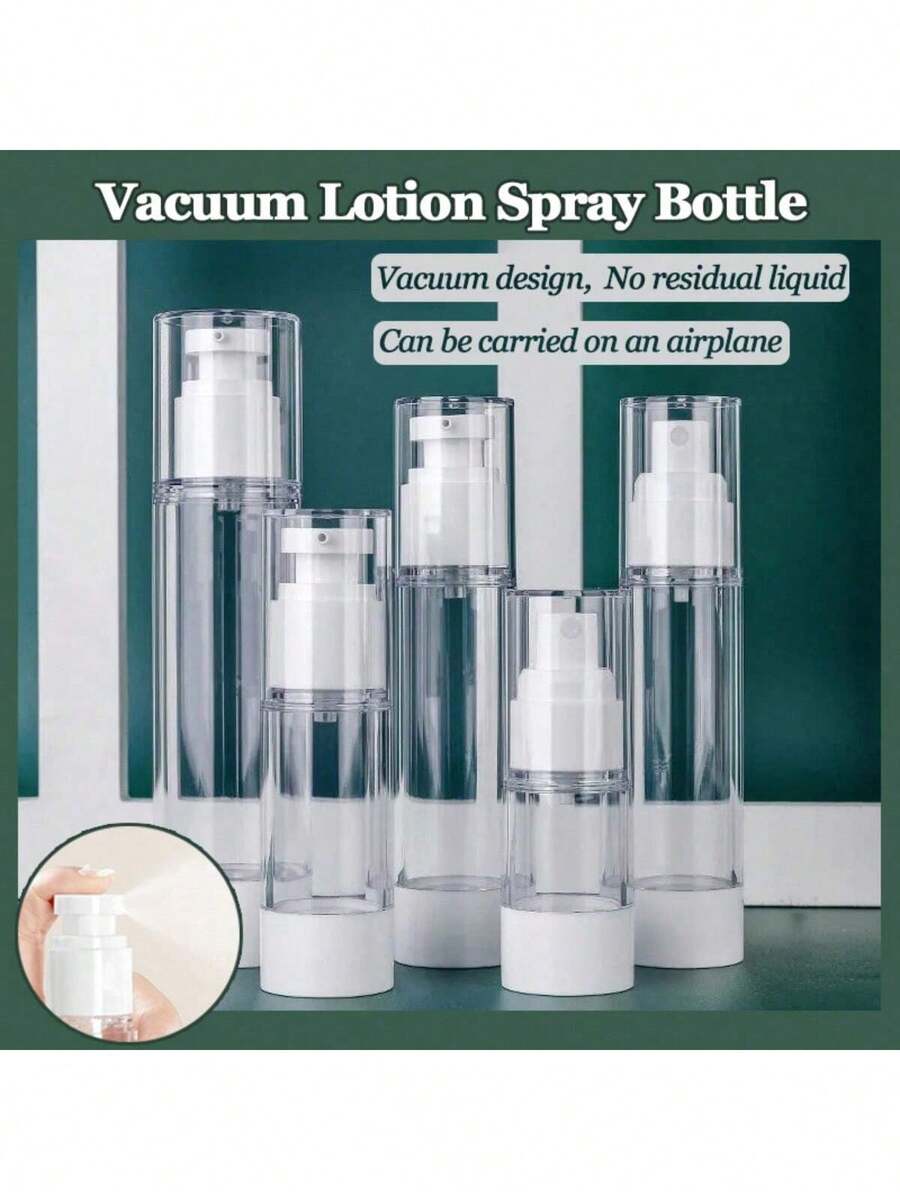1 Piece, Transparent Vacuum Cosmetic Cream Pump Bottle Vacuum Bottle With Press Pump, Vacuum Lotion Bottle Refillable Cosmetic Storage Container Small Bottle Jar Portable Travel Cream Lotion Container Jar, Essence Dispenser, Travel-Friendly Cosmetic Dispenser Suitable For Foundation, Lotion, Essential Oil, Shampoo, Travel Storage Foundation, Cream, Moisturizer Or DIY Skin Care Products, Used To Pack Homemade Beauty Gifts - Clear - View 1