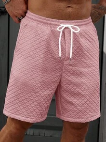 Manfinity Homme Men's Solid Color Drawstring Waist Summer Casual Shorts - Dusty Pink - View 5