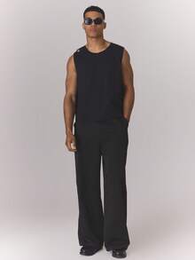 Musero Tailored Wide Leg Pants Smart Style Hidden Closure Trouser Bottoms Spring Summer Essentials - Black - View 1