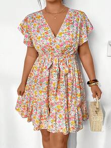 SHEIN Frenchy Đầm hoa nhí dáng rộng, thường ngày, cỡ lớn - Nhiều màu - Xem 5