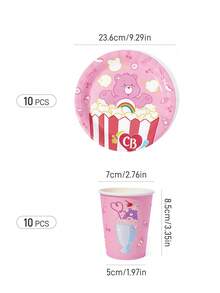 SHEIN X Care Bears 一次性纸杯纸盒，纸盘纸盒各10个。 - 紅黃藍 - 查看 3