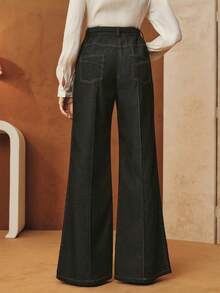 Anewsta Vintage Academic Office Commute Elegant High-Waisted Draping Women's Pants With Belt, Spring/Autumn - Volcanic Gray - View 2