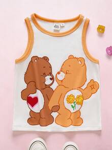 SHEIN X Care Bears Camiseta de tirantes con estampado de dibujos animados linda para niña, casual para uso diario, verano - Naranja - Ver 7