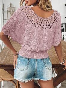 EMERY ROSE New European And American Style Casual Slim Fit Knitted Pullover Sweater, Fashion Knit Top - Pink - View 2