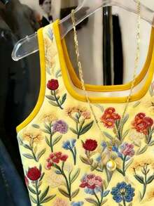 Women's Floral Embroidery Pattern Casual Versatile Daily Wear Top - Multicolor - View 3