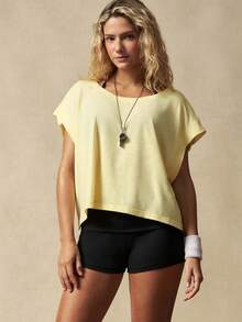 VARSITIE 女士运动T恤和背心 - 檸檬黃 - 查看 4