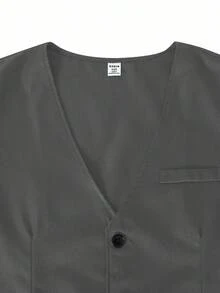 SHEIN 5件套青少年男士绅士西装，包括西装外套+修身马甲+西裤+领结+口袋巾，高端正式着装，适合生日派对、晚宴、演出、主持、婚礼季、生日、婚礼、毕业典礼等场合。 - 灰色 - 查看 8