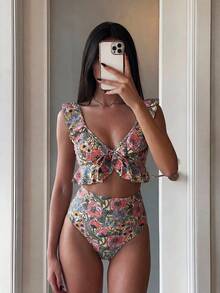 Swim Basics 1 bộ đồ bơi liền mảnh họa tiết hoa nhí dễ thương nhiệt đới cho nữ - Nhiều màu - Xem 5