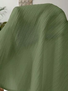 SHEIN 孕妇纯色心形领荷叶边休闲衬衫，春夏款 - 軍綠色 - 查看 7
