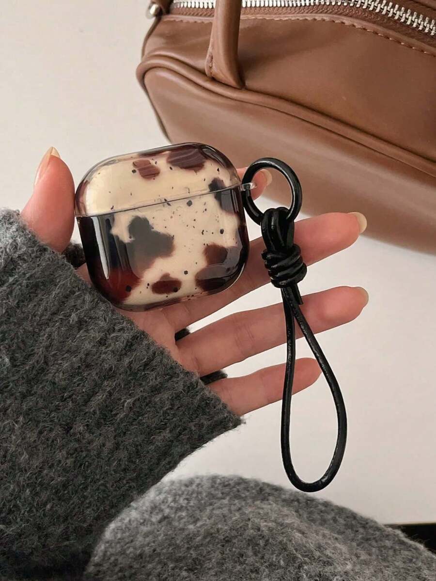 Ốp lưng tương thích với Apple Pro 2 3 4, họa tiết da bò, vân đá cẩm thạch, chất liệu TPU chống sốc, kèm móc khóa và dây đeo, phù hợp cho nam và nữ. - màu đen - Xem 1