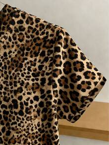 Resyla Áo thun nữ tay ngắn in họa tiết da báo, cổ tròn, kiểu dáng thường ngày, đa năng. - Nhiều màu - Xem 4