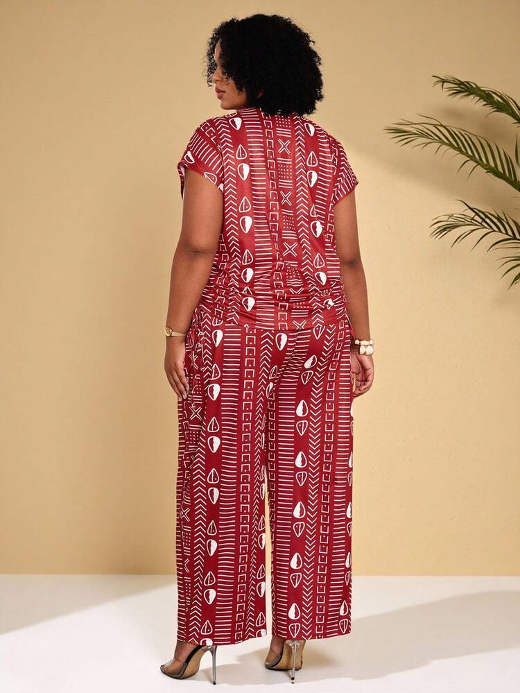 Plus Size All-Over Print Round Neck Short Sleeve Top And Pants Casual 2 Pieces Set Pants Sets Two Piece Sets For Women 2 Piece Womans 2 Piece Sets  Summer Outfits Summer Clothes Spring Dress Spring Outfit Women Spring Clothing Beach Vacation Outfits For Women Vacation Dress Bohemian   Festival Outfits For Women Beach Outfits For Women Casual Sets For Women  Women's Summer Two-Piece Sets