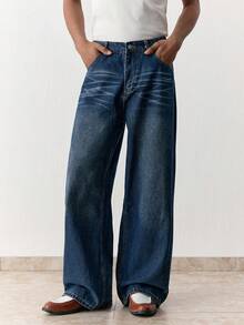 SWAVVY Men's Casual Washed Straight Leg Jeans - Dark Wash - View 4