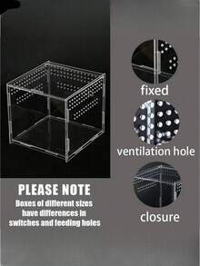 1PC Small Acrylic Reptile Terrarium Transparent Ventilated Habitat Feeding Box With Lid For Spider Scorpion Gecko Tarantula Clear Mini Insect Amphibian Enclosure Portable Observation Container Easy Clean Reptile Cage Terrarium - Clear - View 8