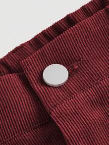 SHEIN MOD Quần ống đứng màu trơn thường ngày cho nữ, mùa thu - Màu Đỏ Sâu - Xem 3