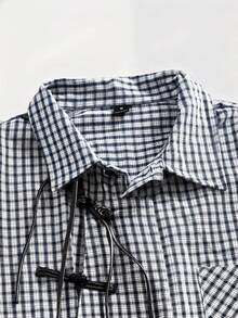 ROMWE MEN Street Life Men's New Chinese Style Turndown Collar Polo Shirt - Blue - View 2