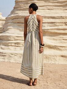 Maija Women's Casual Striped Halter Dress For Vacation - Multicolor - View 2