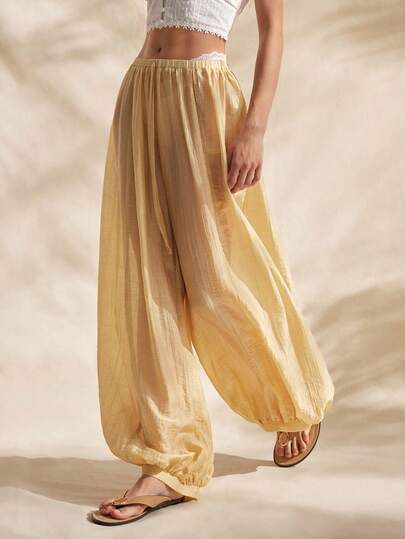 Easelle Women's Vacation Casual Solid Color Lantern Pants