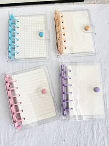Sổ tay bìa cứng trong suốt A7, sổ nhật ký bìa cứng hàng tháng/có chấm/có lưới/có dòng kẻ, sổ tay gáy lò xo A7. - Trong sáng - Xem 1