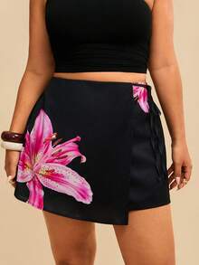 Travachic 女士黑色粉色碎花系带短裙，优雅日常、度假、海滩休闲穿搭，春夏款 - 黑色 - 查看 12